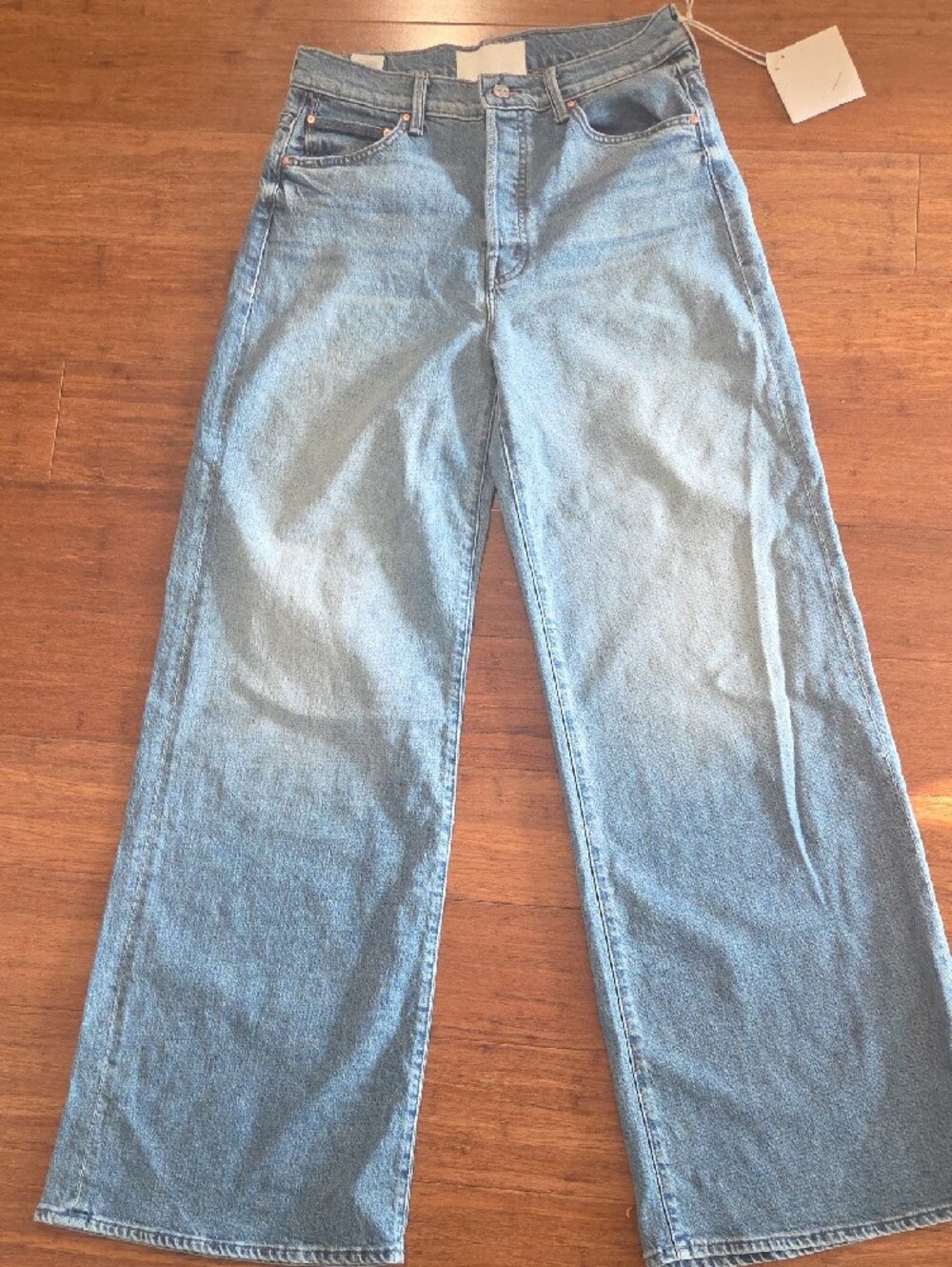 MOTHER The Ditcher Roller Sneak!Light Blue Wide-Leg Jeans In Psych - Picture 3 of 6